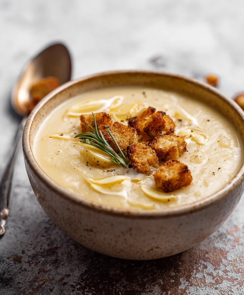Creamy Vegan Roasted Garlic Potato Soup - Easy Recipe