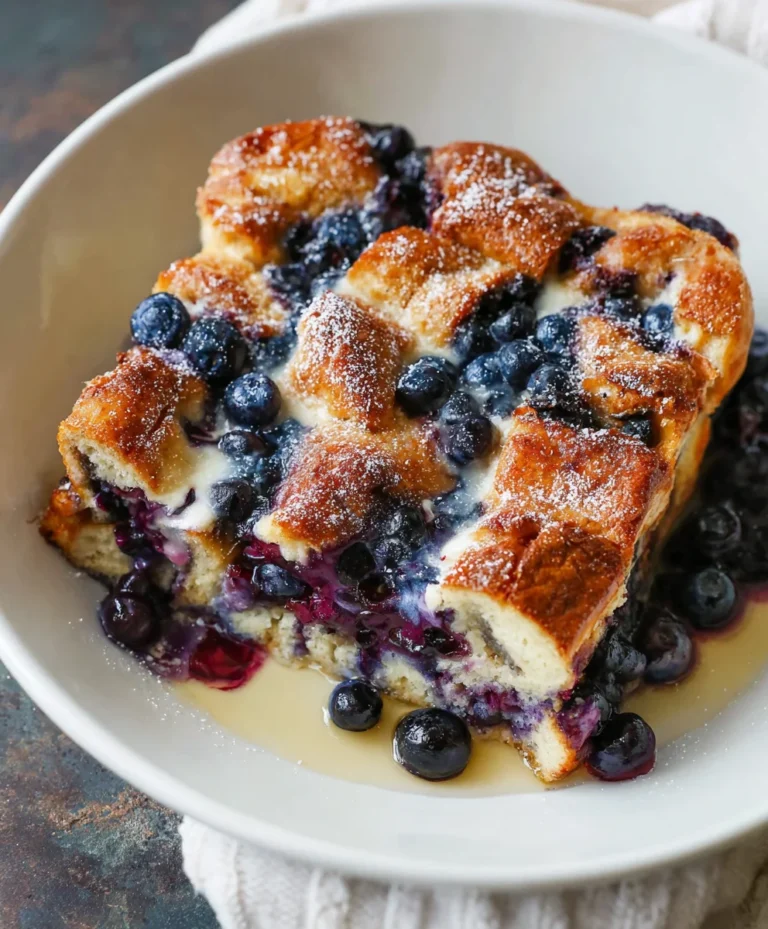 Blueberry French Toast Casserole- Easy Overnight Bake
