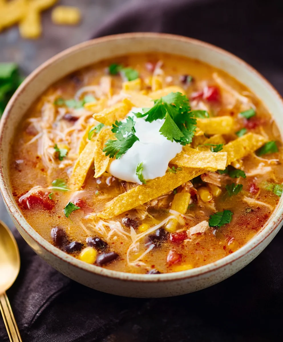 Easy Crockpot Chicken Tortilla Soup Recipe