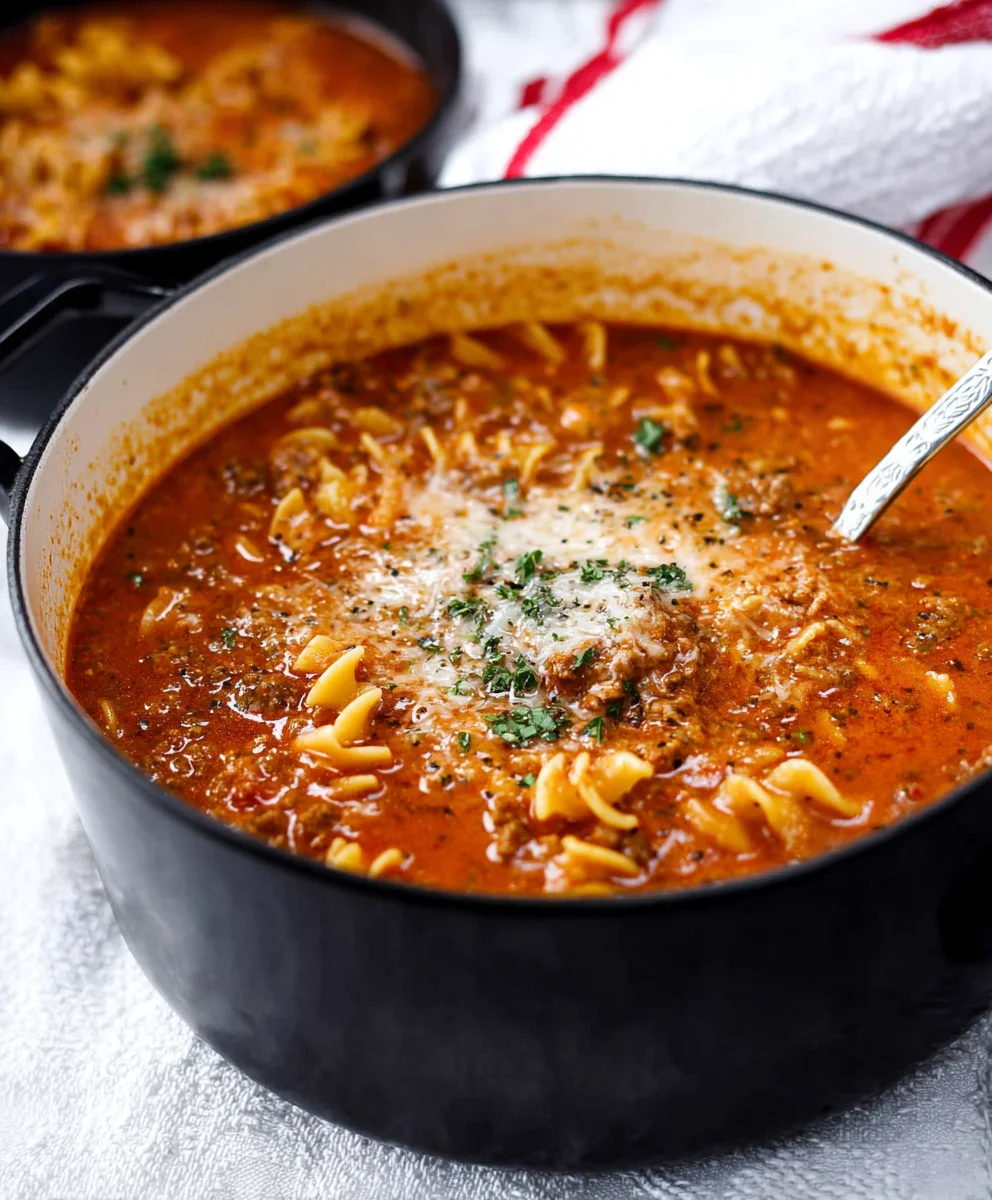 Easy Lasagna Soup - Hearty Beef Flavor