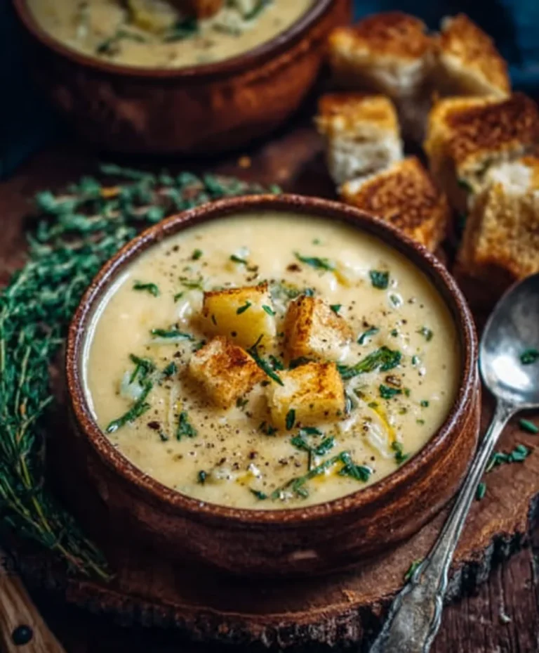Hearty Cheddar Garlic Herb Potato Soup-Comforting & Easy