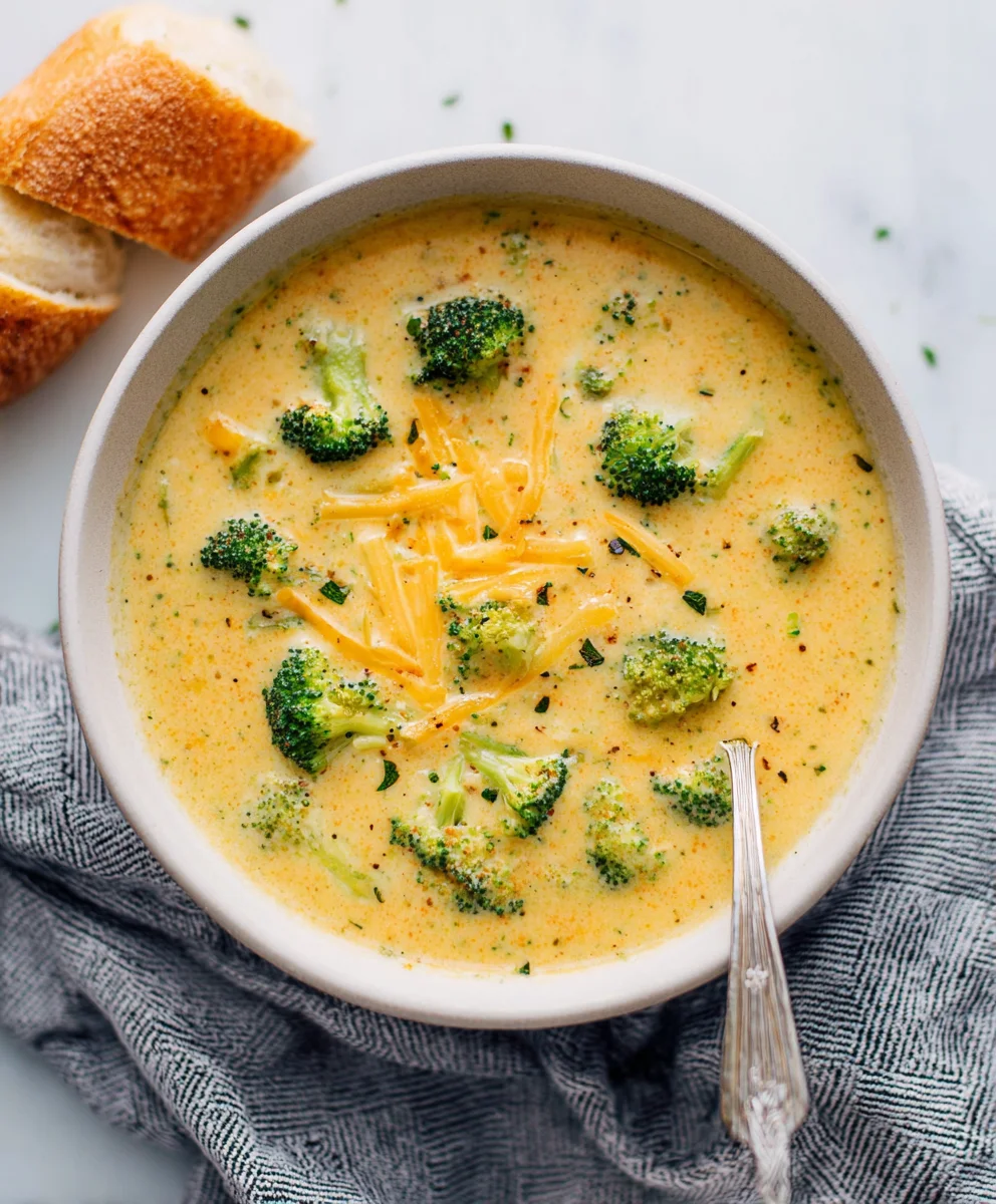 Easy Cheesy Cheddar Broccoli Soup Recipe