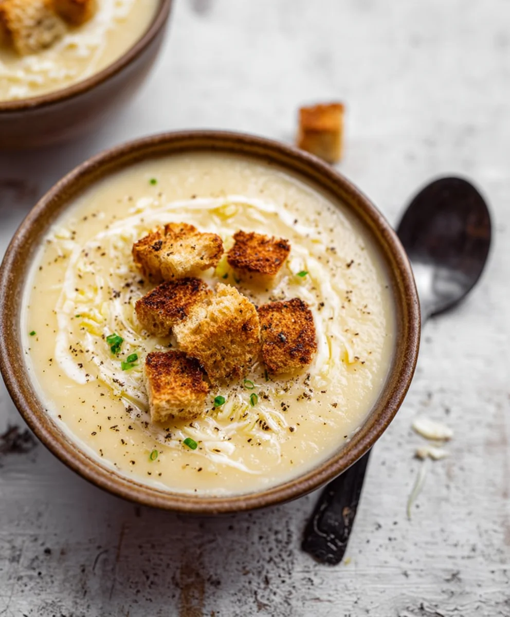 Creamy Vegan Roasted Garlic Potato Soup - Easy Recipe
