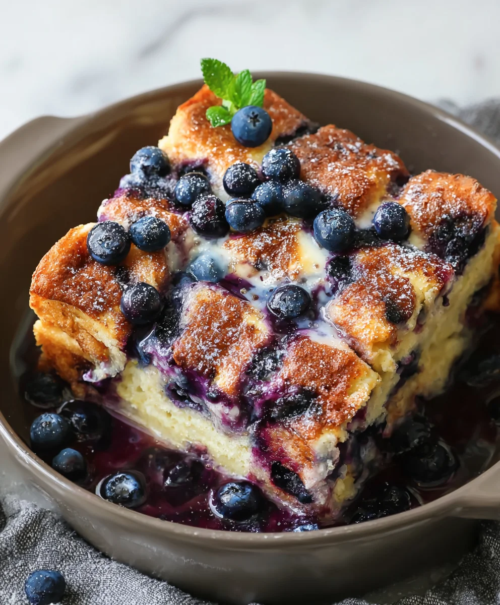 Blueberry French Toast Casserole- Easy Overnight Bake