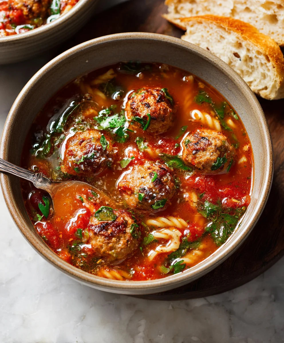 Hearty Beef Meatball Soup-Easy Italian Comfort Food