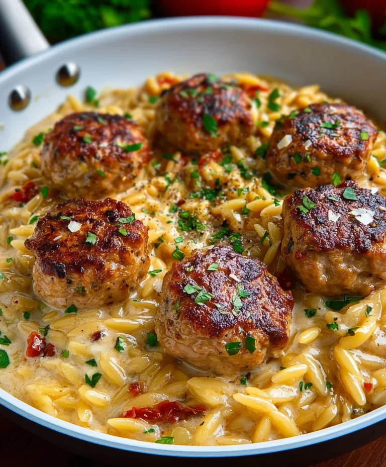 Marry Me Chicken Meatball Orzo-Creamy & Delicious