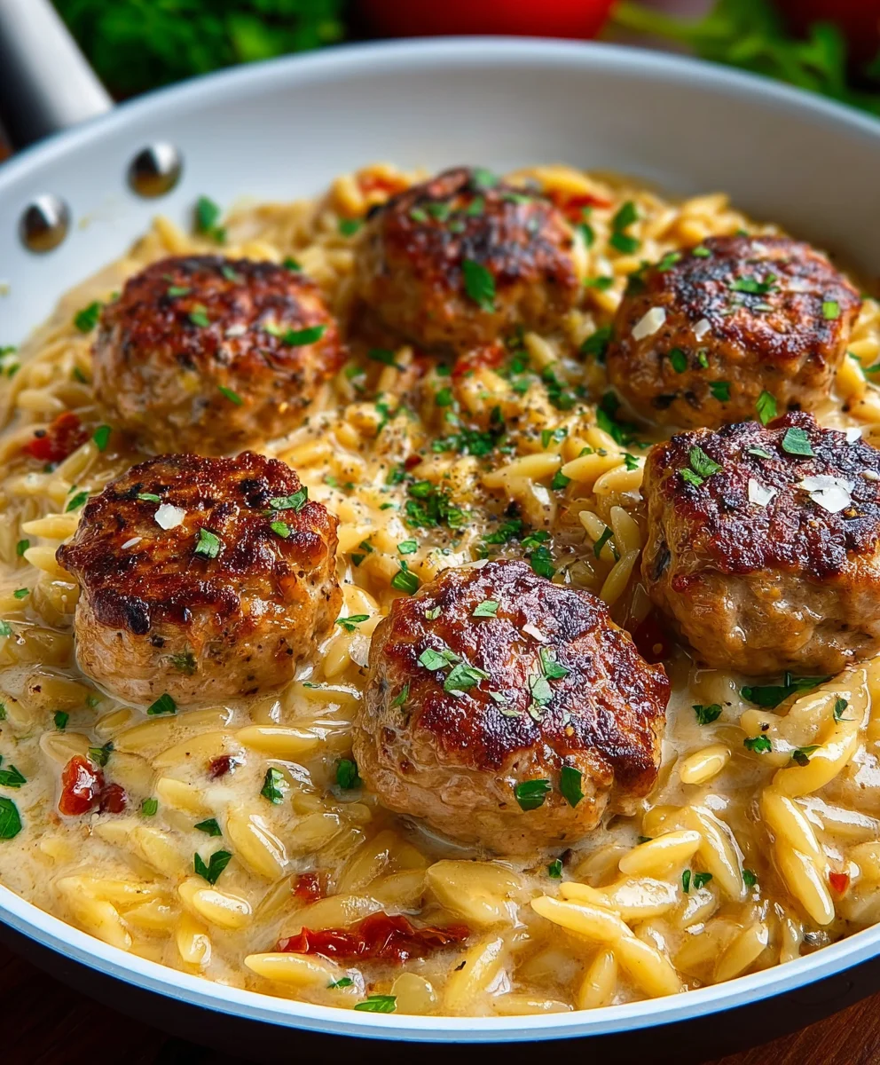 Marry Me Chicken Meatball Orzo-Creamy & Delicious