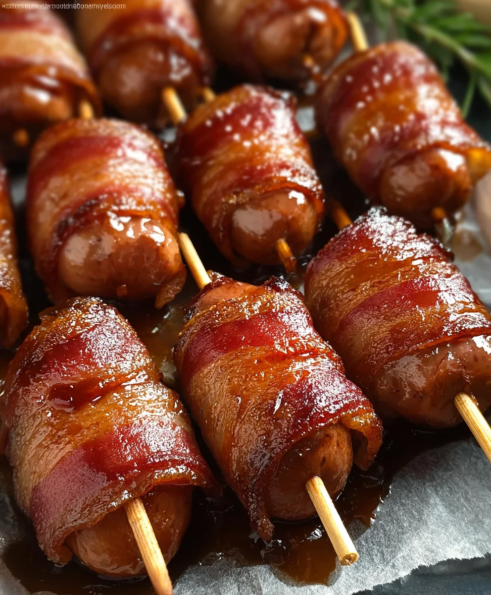 Beef Beef Bacon Wrapped Smokies-Easy Appetizer Recipe