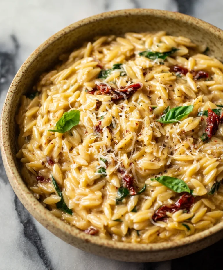 Creamy Tuscan Orzo- Easy & Delicious Pasta Dinner