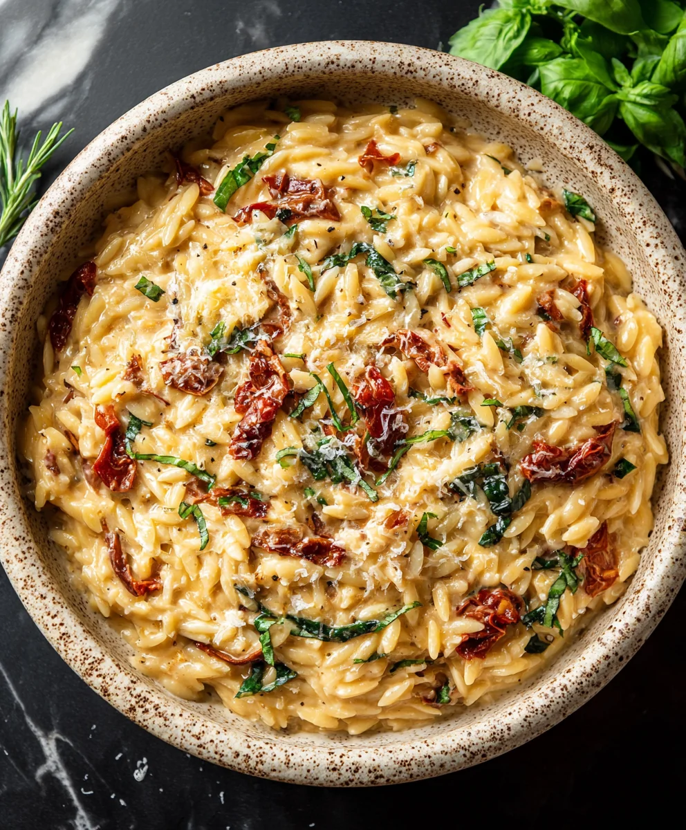 Creamy Tuscan Orzo- Easy & Delicious Pasta Dinner