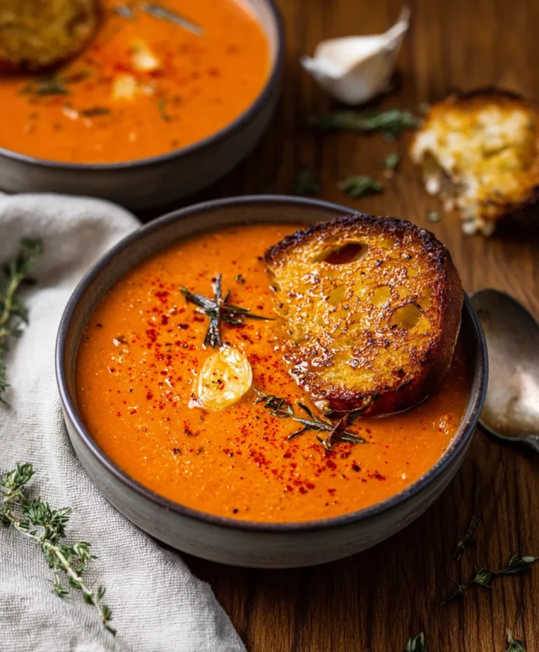 Creamy Roasted Garlic Tomato Soup-Easy Comfort Recipe