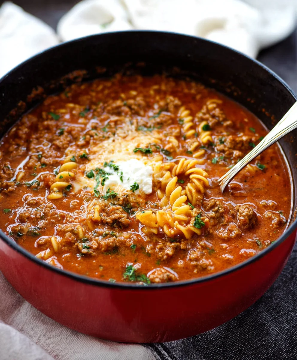 Easy Lasagna Soup - Hearty Beef Flavor
