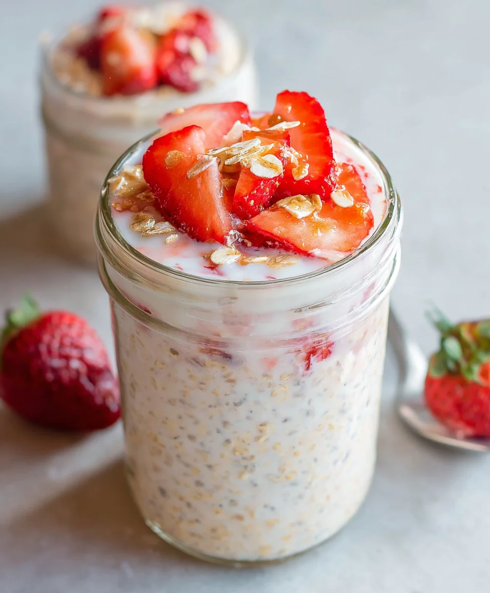Strawberry Cheesecake Overnight Oats Recipe