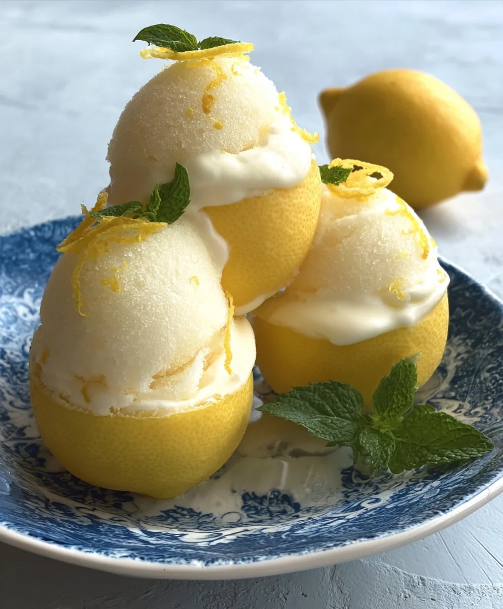 Lemon Sorbet Frozen Lemon Shell - Refreshing Dessert