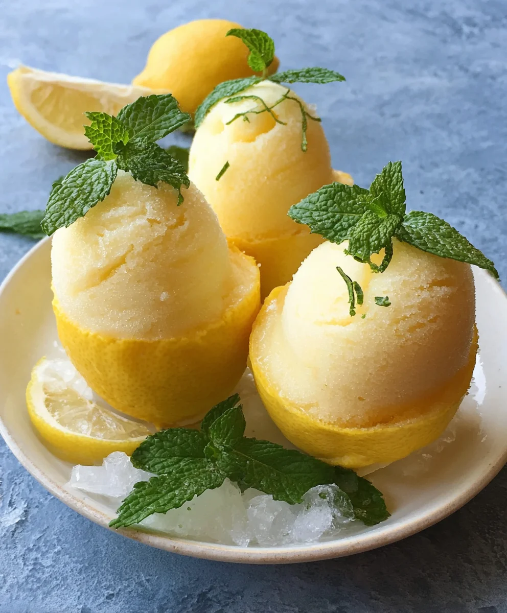 Lemon Sorbet Frozen Lemon Shell - Refreshing Dessert