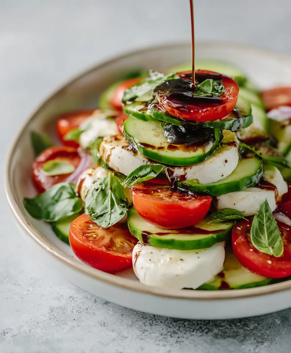Fresh Cucumber Caprese Salad - Easy & Delicious