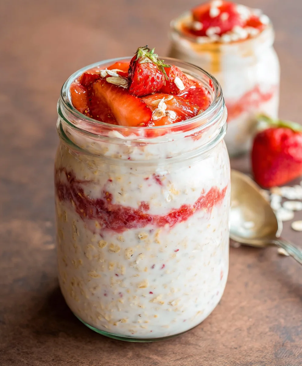 Strawberry Cheesecake Overnight Oats Recipe