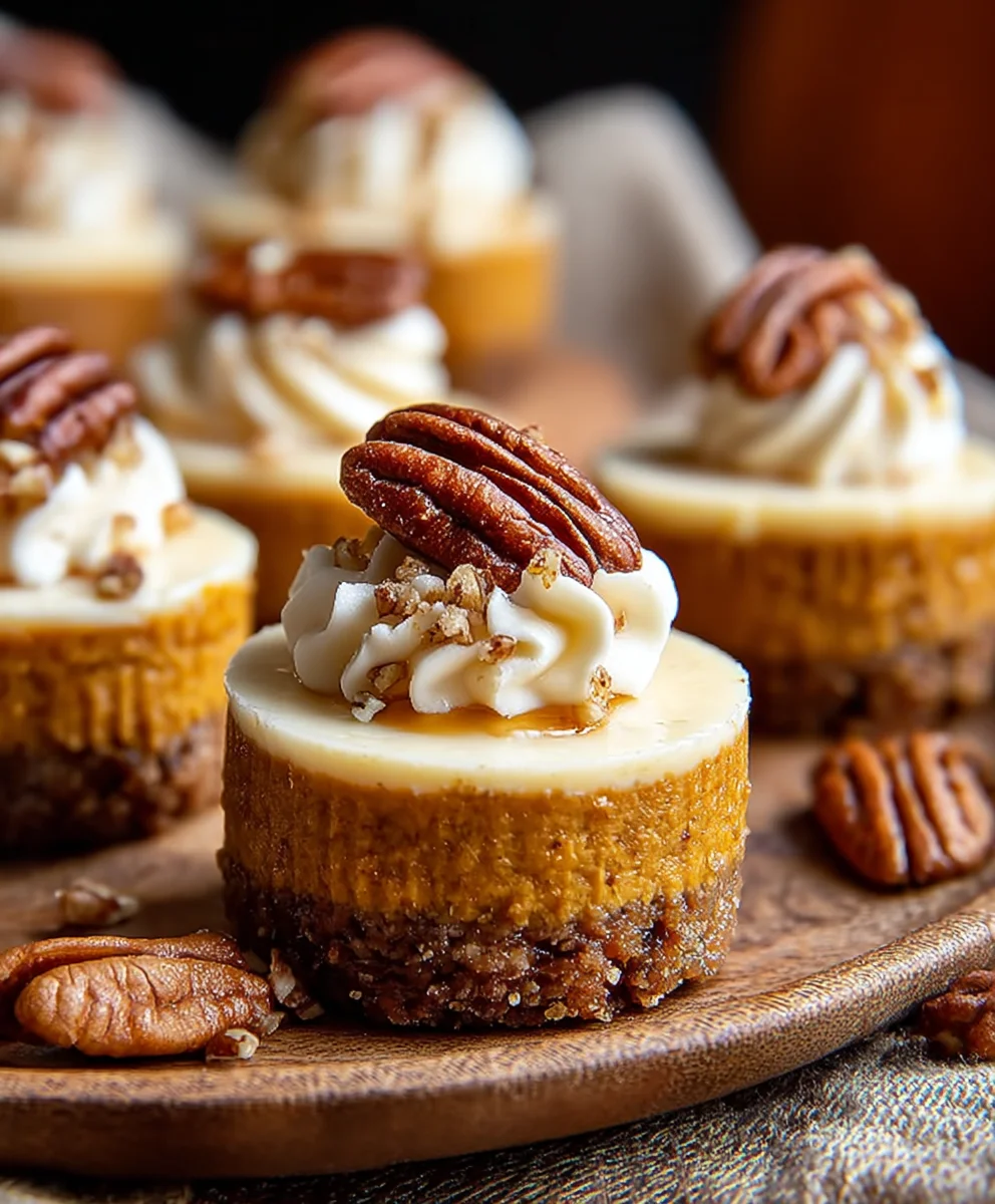Pumpkin Pecan Mini Cheesecakes-Easy Fall Treat