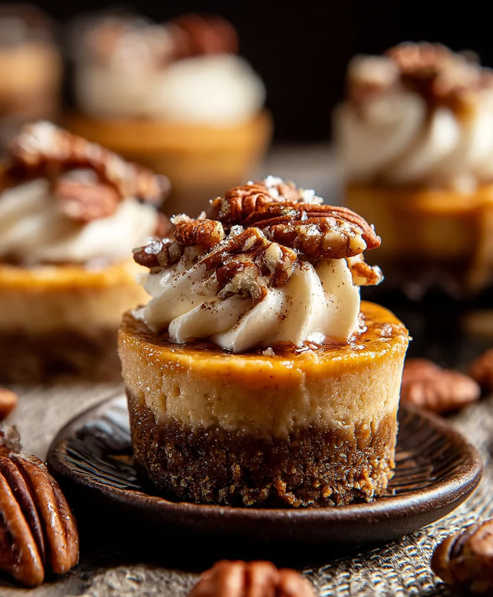 Pumpkin Pecan Mini Cheesecakes-Easy Fall Treat
