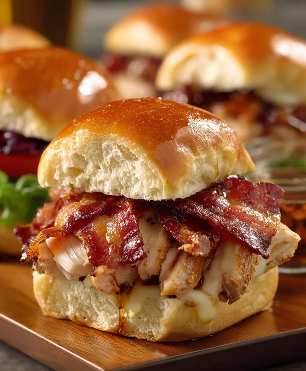 Maple Chicken Beef Beef Bacon Sliders - Savory Bites