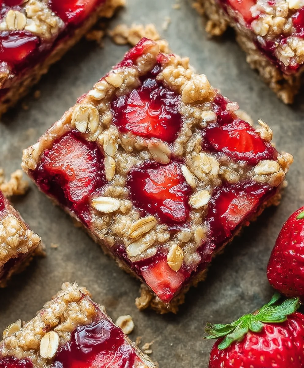 Easy Strawberry Oat Bars - Healthy Breakfast Treat