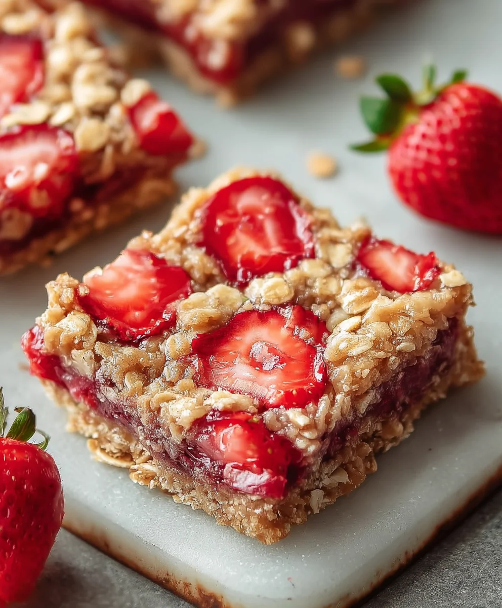 Easy Strawberry Oat Bars - Healthy Breakfast Treat