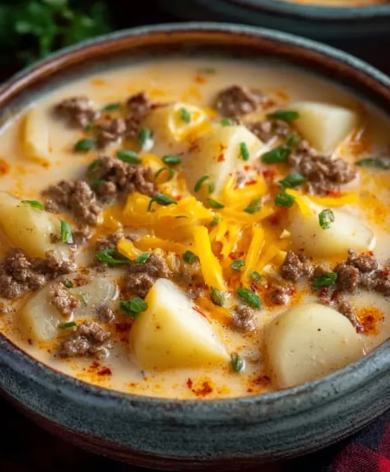 Cheesy Beef Beef Hamburger Potato Soup – Comfort Food