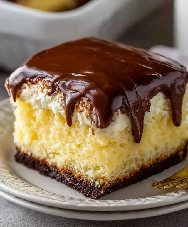 Boston Cream Poke Cake