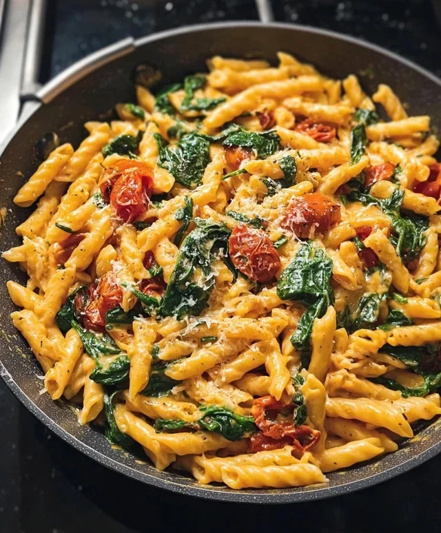 One-Pot Spinach Tomato Pasta
