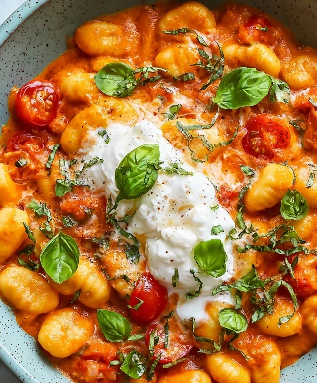 30 Minute Creamy Tomato Gnocchi with Burrata