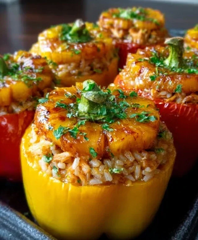 Teriyaki Pineapple Chicken and Rice Stuffed Peppers: A Sweet and Savory Meal