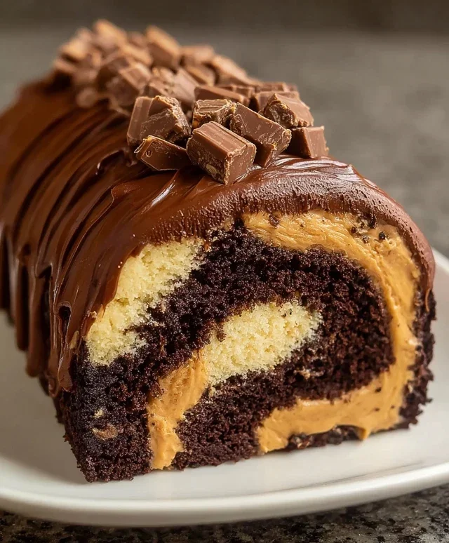 Peanut Butter Cup Chocolate Roll Cake