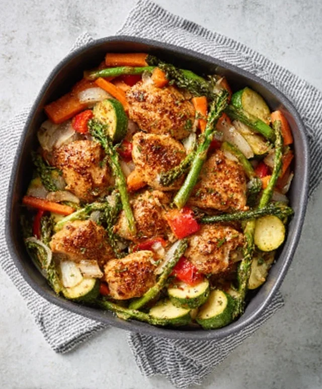 Air Fryer Chicken and Vegetables (in 15 minutes!)
