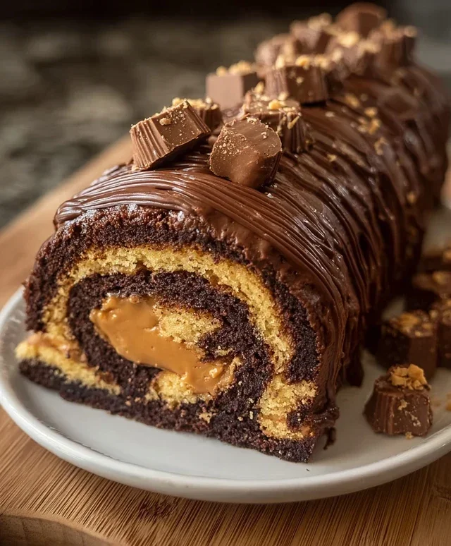 Peanut Butter Cup Chocolate Roll Cake