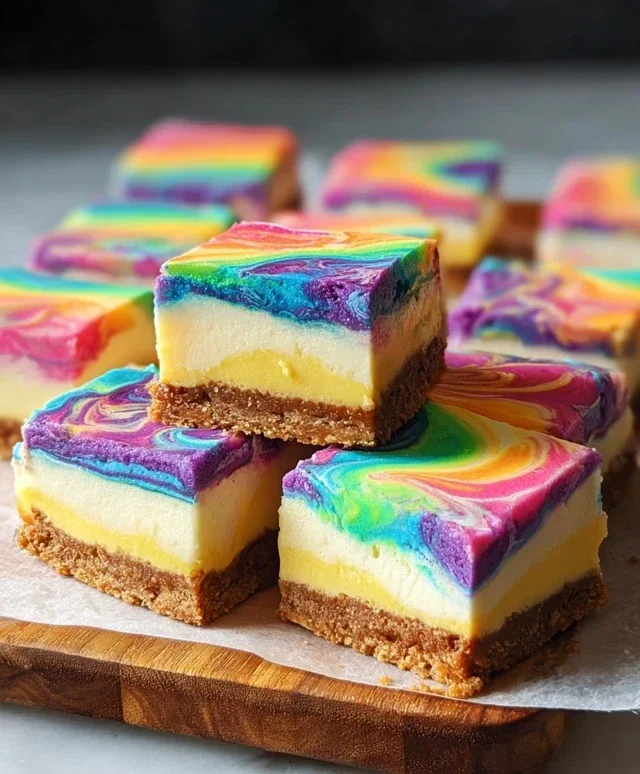 Rainbow Cheesecake Swirl Bars