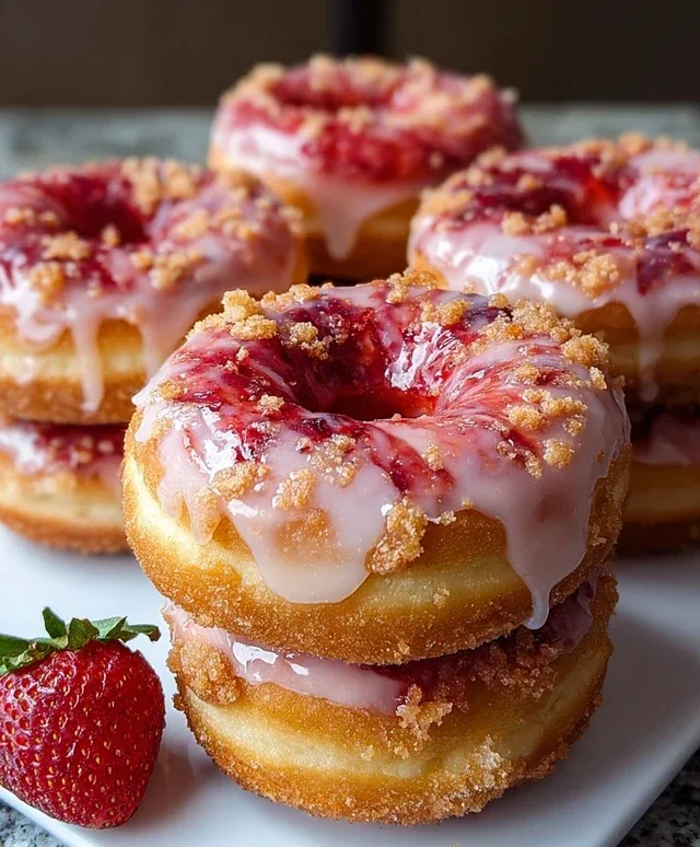 Freshly Glazed Strawberry Crunch Donuts