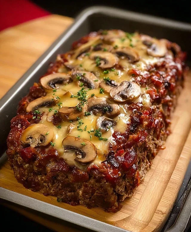 Beef Beef Bacon Mushroom Swiss Meatloaf