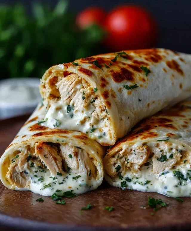 Low Carb Cheesy Garlic Chicken Wraps