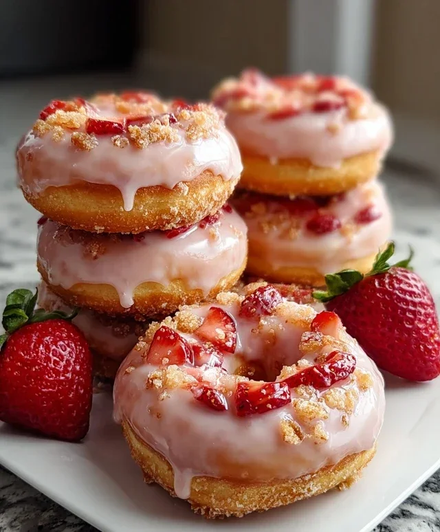 Freshly Glazed Strawberry Crunch Donuts