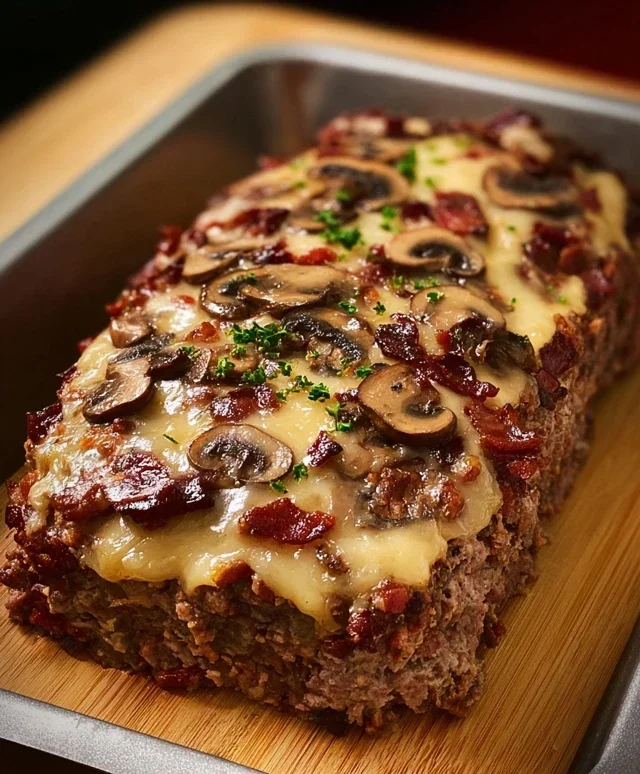 Beef Beef Bacon Mushroom Swiss Meatloaf