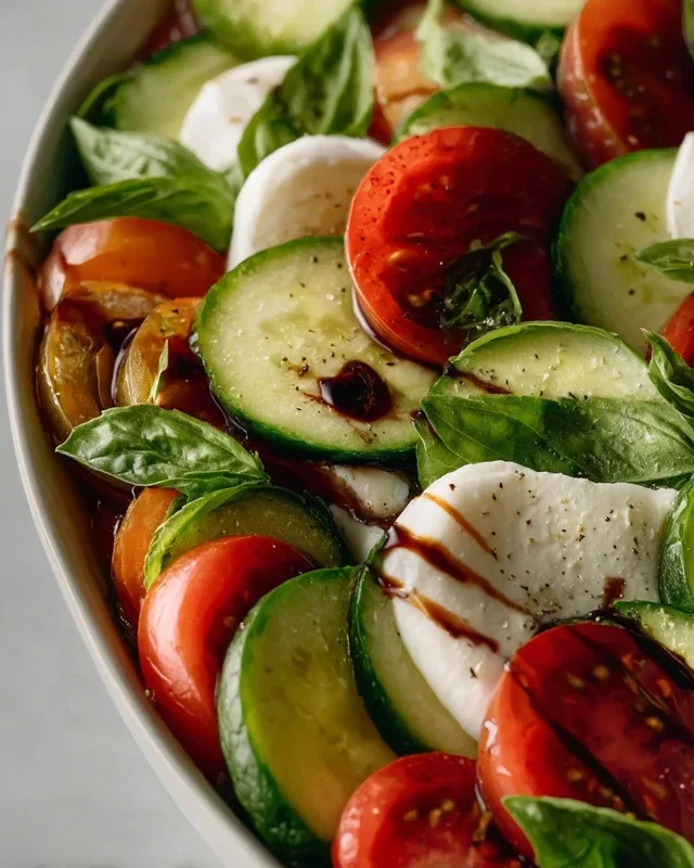 Fresh Cucumber Caprese Salad