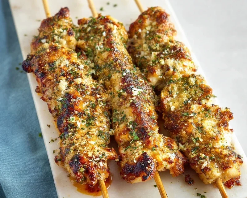Garlic Parmesan Chicken Skewers