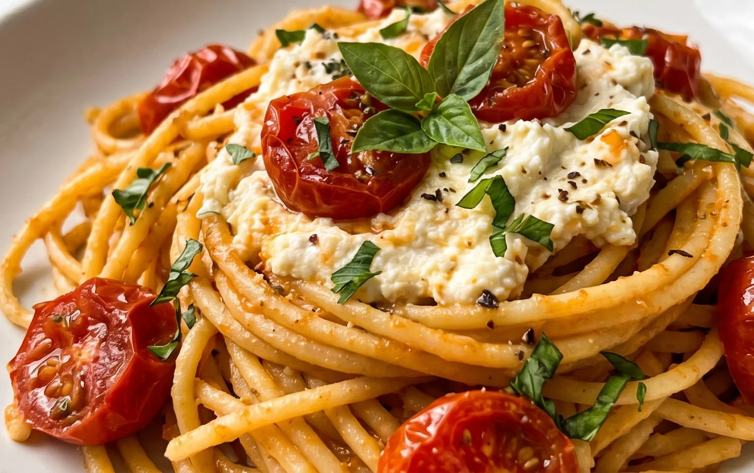 Roasted Tomato and Garlic Ricotta Pasta