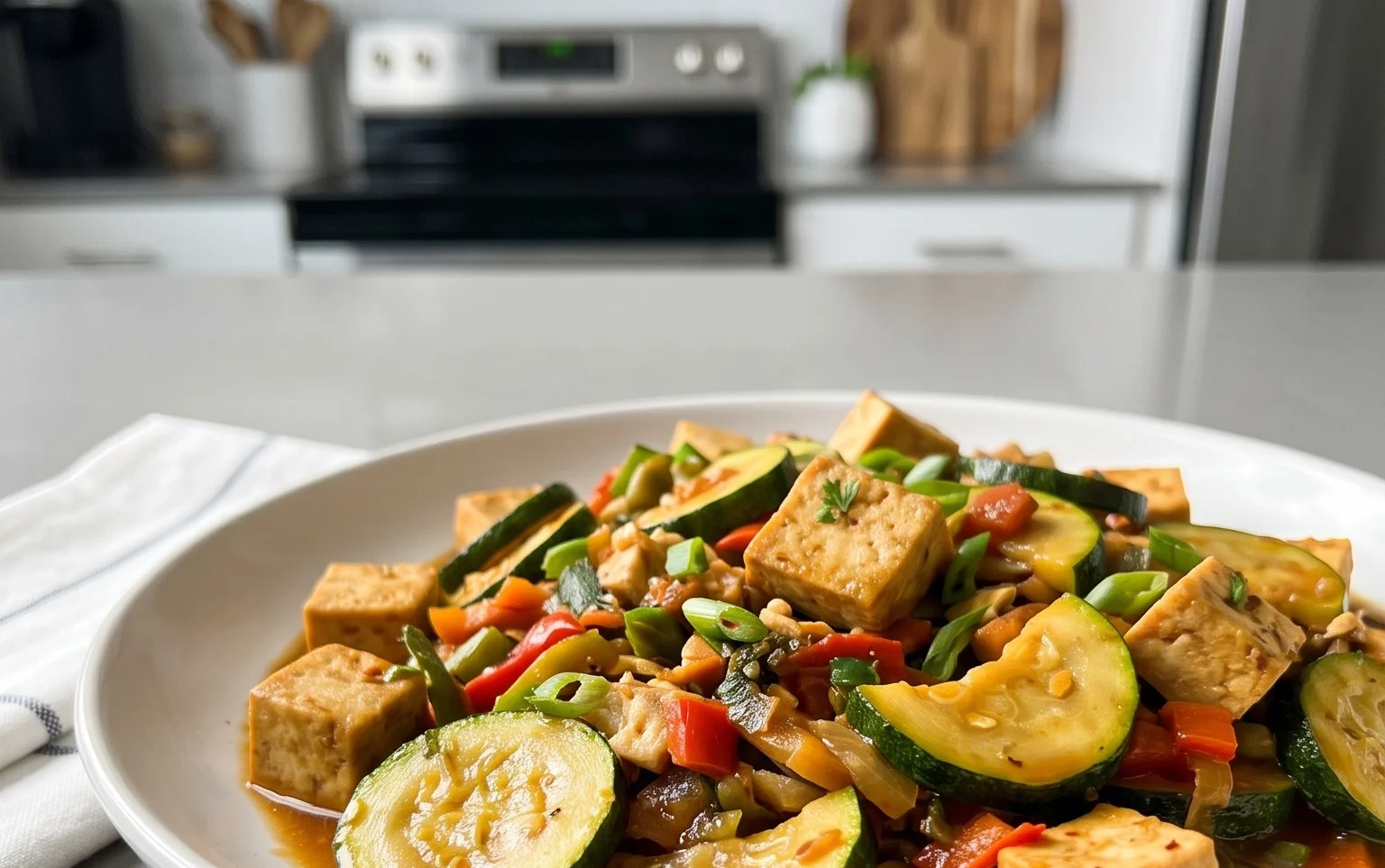 Zucchini Stir Fry With Tofu (Vegan)