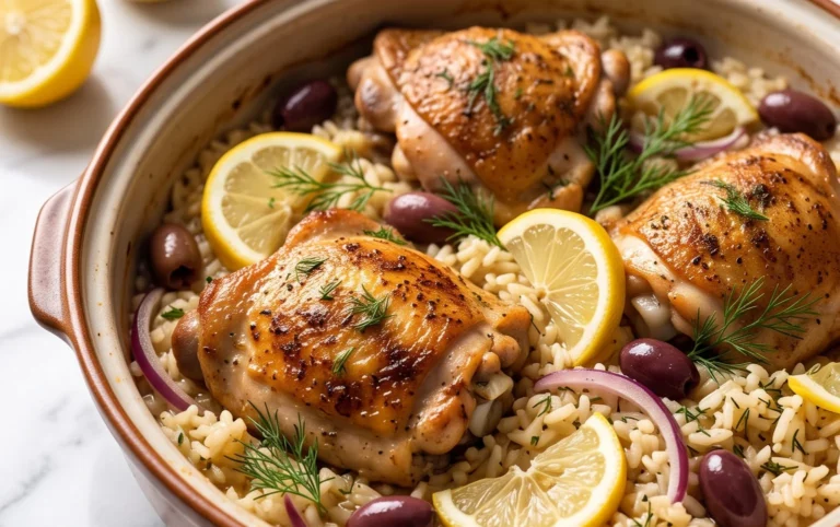 Greek Chicken and Lemon Rice (30 Minutes, One-Pot)