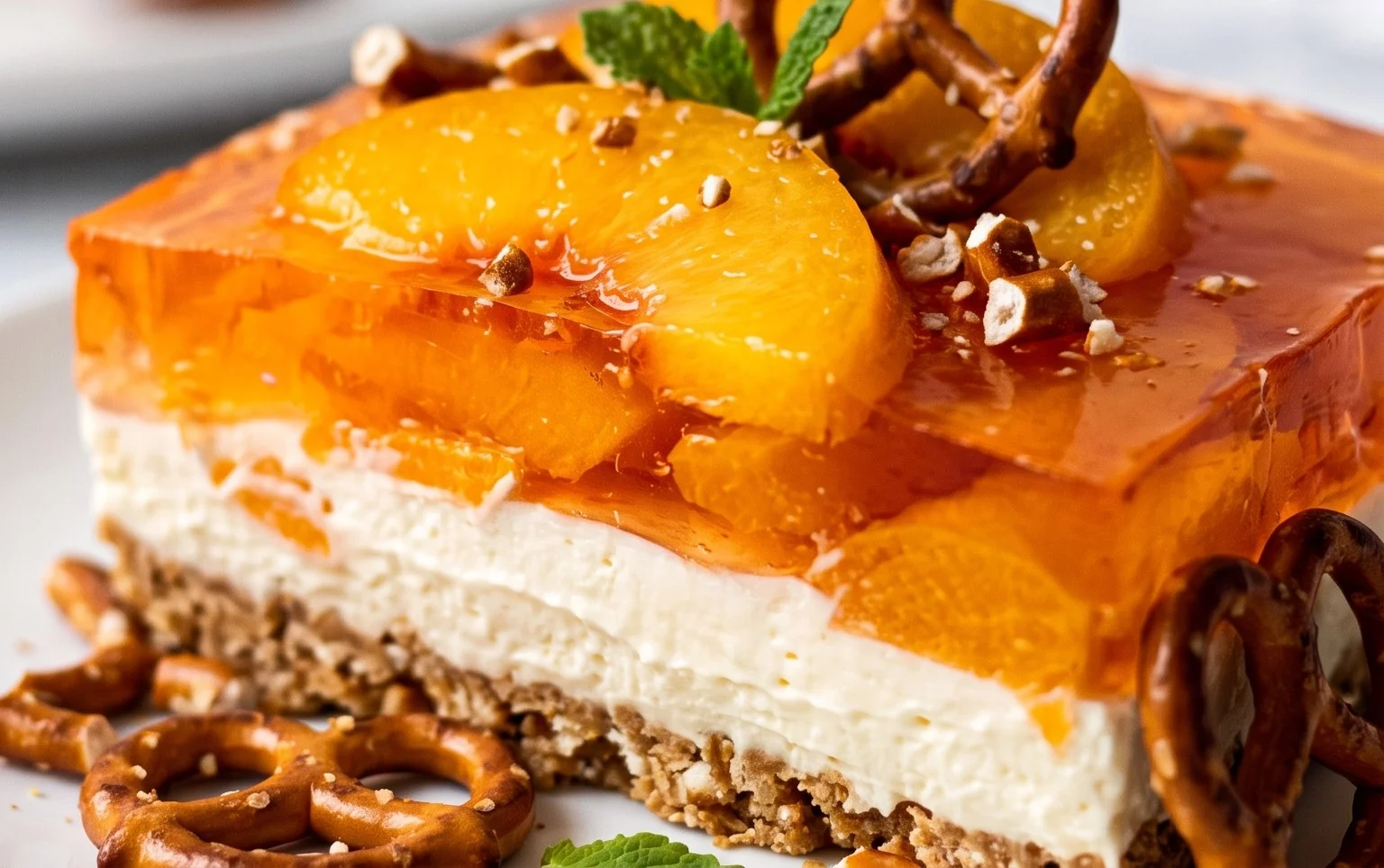 Peach Pretzel Salad Dessert