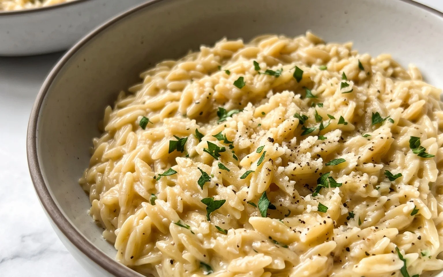 Creamy Garlic Parmesan Orzo
