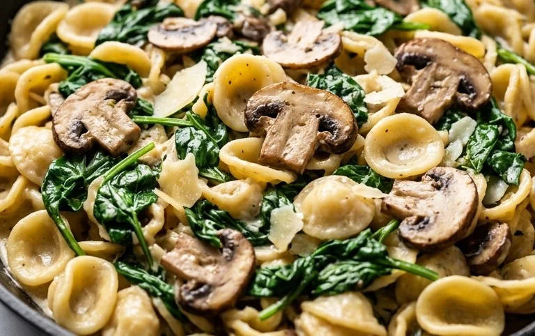 Parmesan Spinach Mushroom Pasta Skillet
