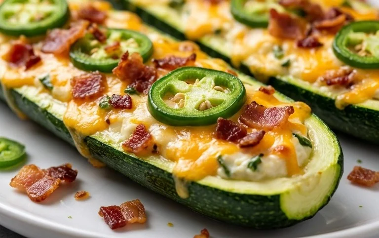 Jalapeno Popper Zucchini Boats
