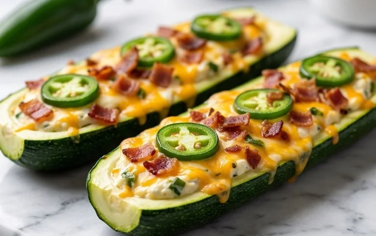 Jalapeno Popper Zucchini Boats